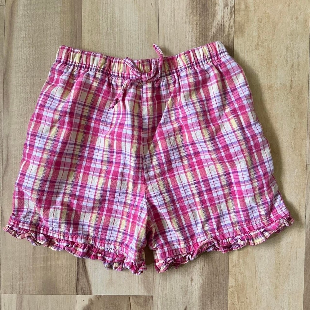 Vintage McKids Shorts Girl's Size 4 Pink White Plaid Cottage Picnic 90s Girly